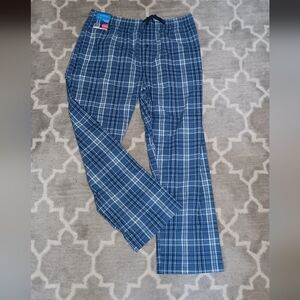 NWT Hanes Woven Sleep Pants Blue Plaid  Mens XL